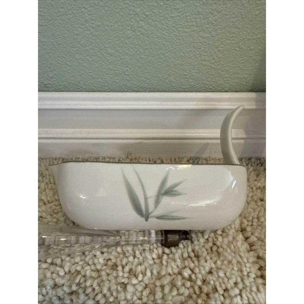 Winfield China USA Gravy Boat W Green Bamboo - Vintage